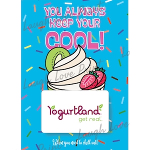 Portatarjetas de regalo - Tarjeta de regalo con temática de yogur helado - Agréguela a cualquiera de los otros libros de tarjetas de regalo - Descarga instantánea imprimible