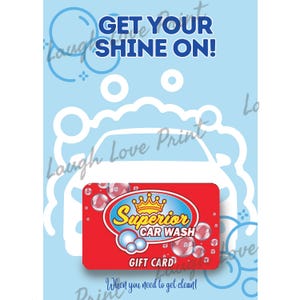 Portatarjetas de regalo - Tarjeta de regalo de lavado de autos - Agréguela a cualquiera de los otros libros de tarjetas de regalo - Descarga instantánea imprimible
