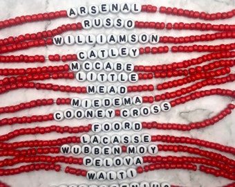 Arsenal Women Beaded Bracelet | Arsenal WFC Beaded Bracelet | WSL Bracelet | Football Beaded Bracelet | AWFC, Arsenal Women