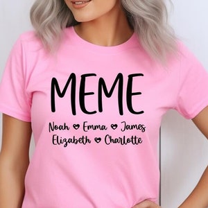 Personalized Meme shirt With Grandkids Names, Mom Shirt, Gift For Meme, Meme T-shirt, Meme Sweatshirt, Mother&#39;s Day Gift Idea