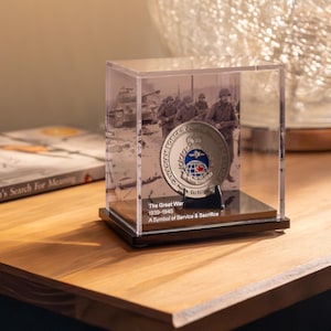 Vitrina personalizada para monedas: Grabado gratuito, fondo HD personalizado, regalo coleccionable