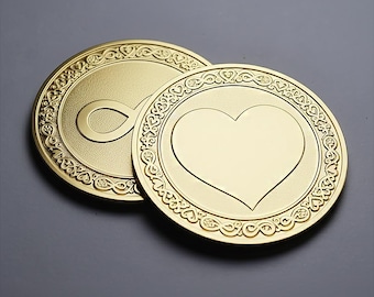 Love & Romance Coin – Gold Heart and Infinity Keepsake