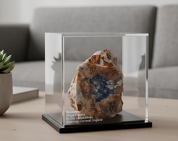 Crystal & Geode Display Case: Clear Acrylic with Two-Tier Base