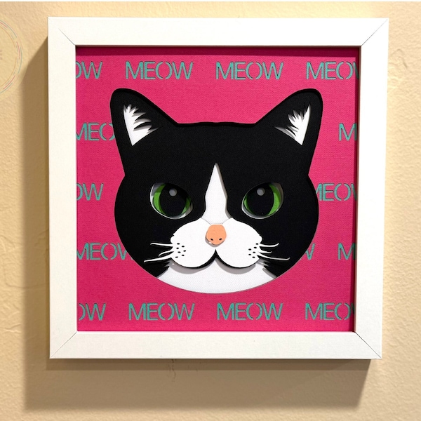Cow Cat 3D SVG, Cat Lover, 2 Designs in 1 Purchase, Shadow Box, Digital Files For Cutting Machine