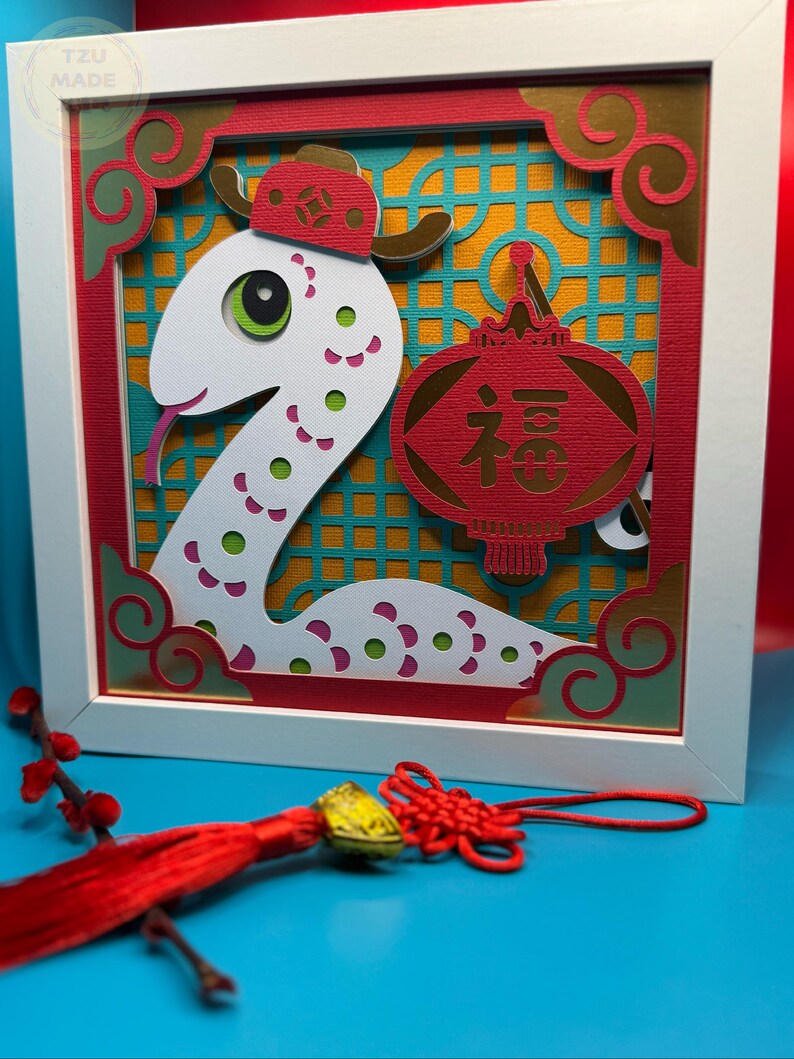 Year of the Snake Shadow Box SVG: Lunar New Year 3D Good Luck (digital ...