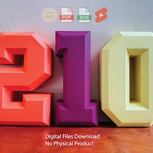 3D Rainbow Numbers Paper Craft: DIY Low Poly Template (PDF & SVG) - Etsy