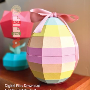 3D Egg Paper Craft, DIY Low Poly Paper Craft-sjabloon, pdf en SVG, digitale bestanden voor snijmachine