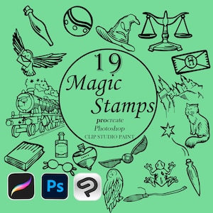 19 Magic BRUSH (STAMPS) for Procreate 5 / Photoshop / Clips Studio Paint