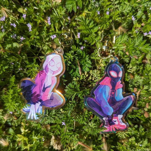 Rainbow Acrylic Keychain - Spiderman and Spidergwen