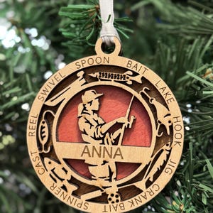 Personalized Christmas Fishing Ornament – A Perfect Gift for Anglers! Female personalized