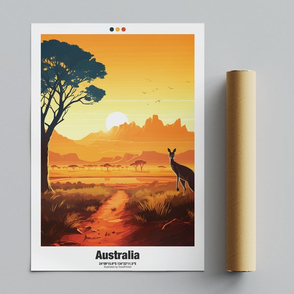 Australia Poster, Australia Travel Poster, Printable Australia Outback Illustration Wall Art,  Home Decor Gift| Digital Download