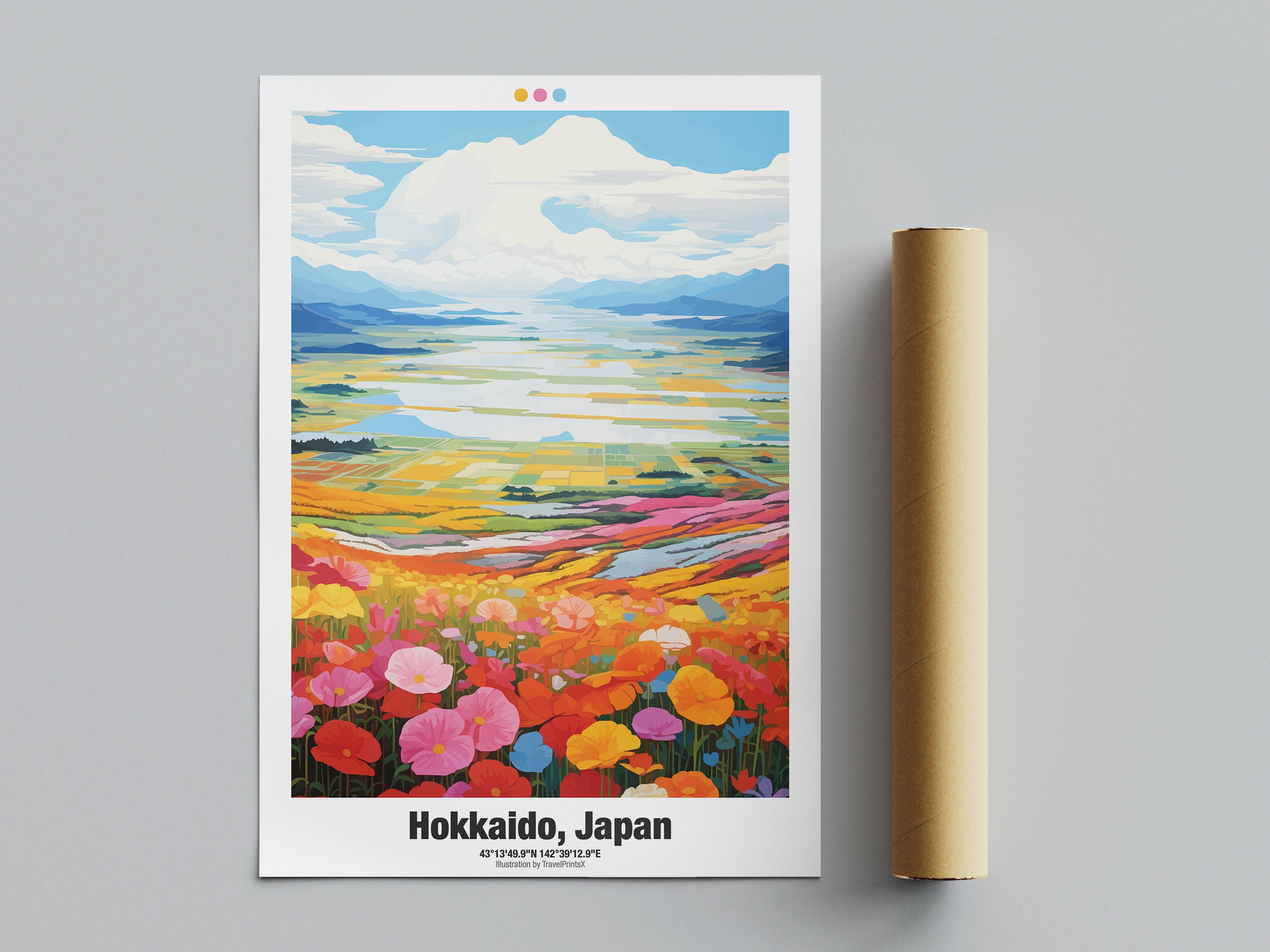 Field of Flowers (Kamifurano) Hokkaido Japan Poster Print - 48 x 16