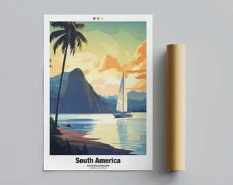 South America Travel Poster, America Poster, South America Poster, Travel Art | Digital Download