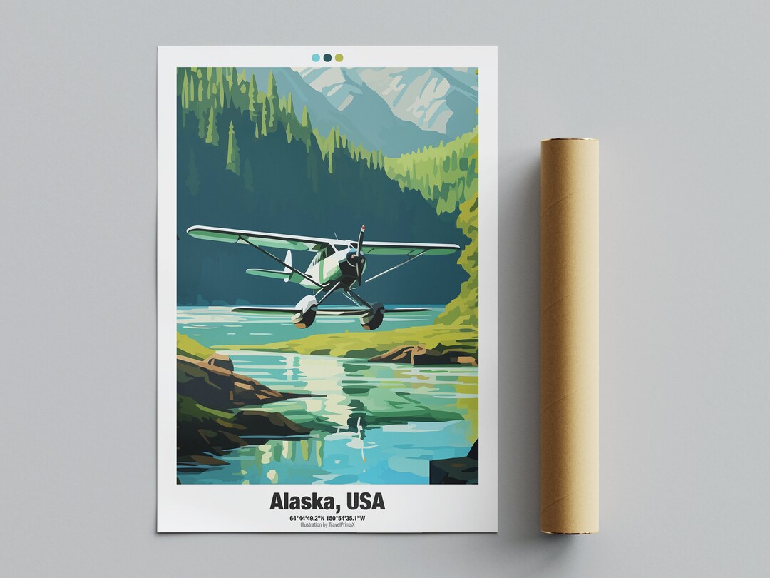 Alaska USA Travel Poster, North America Travel Poster, Seaplane ...