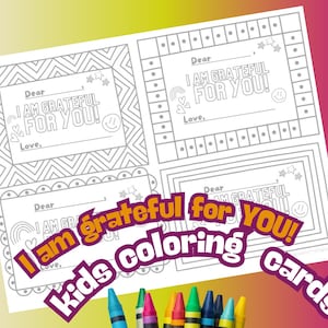 ¡Estoy agradecido por ti! Tarjetas para colorear imprimibles para niños - Enseñando gratitud y agradecimiento - Descarga instantánea en PDF