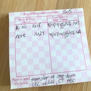 Nurse Note Pad Vital Signs Rapid Response vital signs note Nurse Aide Note Vital Signs Cheat Sheet Vital Signs Tracker Post-it® Note Pads