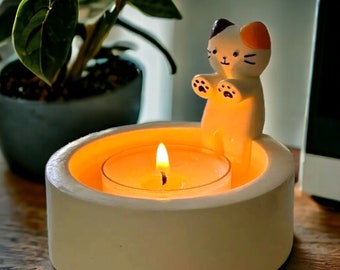 Cute Cat Candle Holder Table Decor - Cat Gift - Kitten Home Decor - Gift for Cats & Kitten Enthusiasts - Candlestick