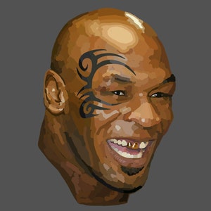 Könnte beinhalten: Ein Nahaufnahmeporträt eines Mannes mit einem schwarzen Tribal-Tattoo im Gesicht. Er lächelt und hat goldene Zähne.
