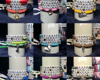 Handmade Taylor Swift Album themed Friendship Bracelets Set (choose your favourite album and song) | Gift for her | Swiftie | Personalised
