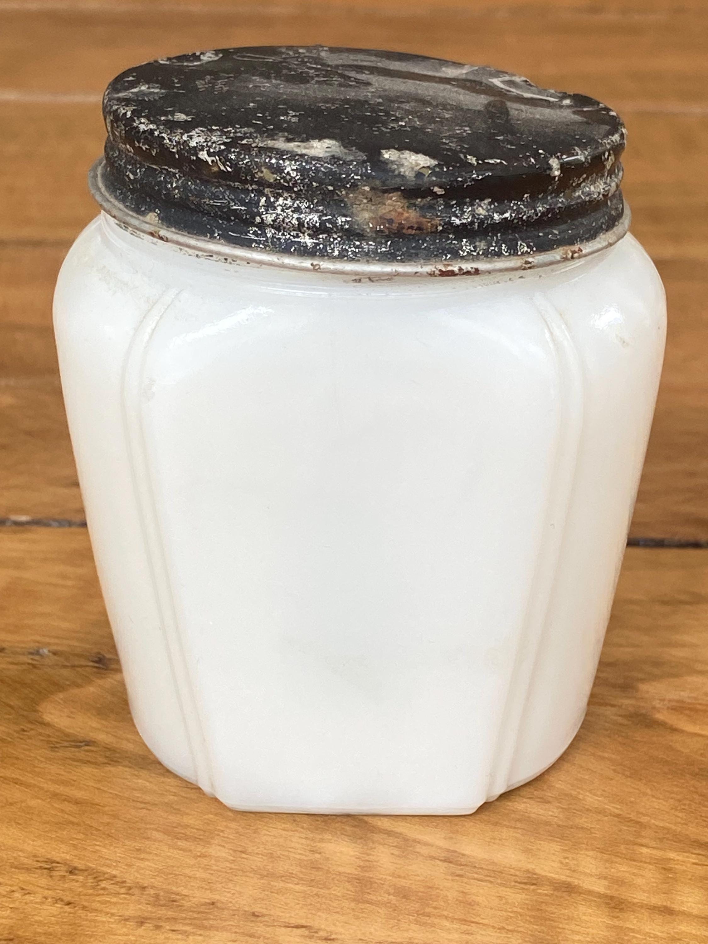 vintage (circa 1930's) Woodbury's white milk glass facial cream jar with original lid