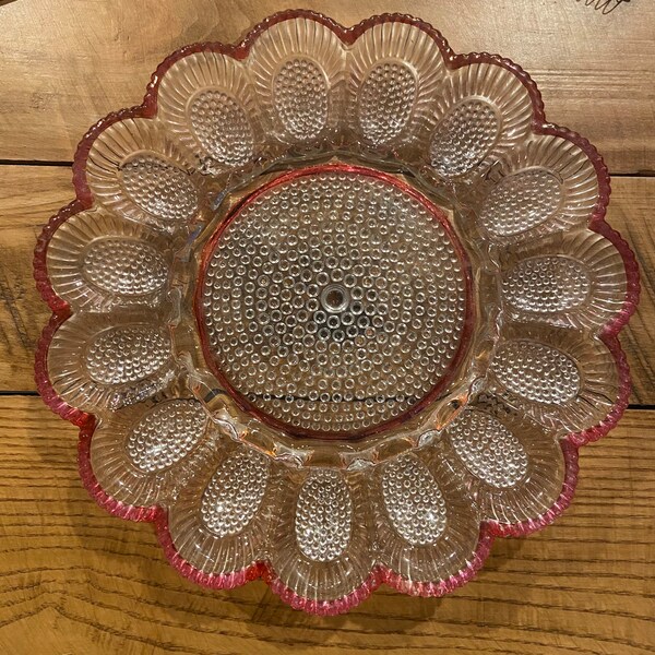 Hobnail Glass Deviled Egg Plate Etsy