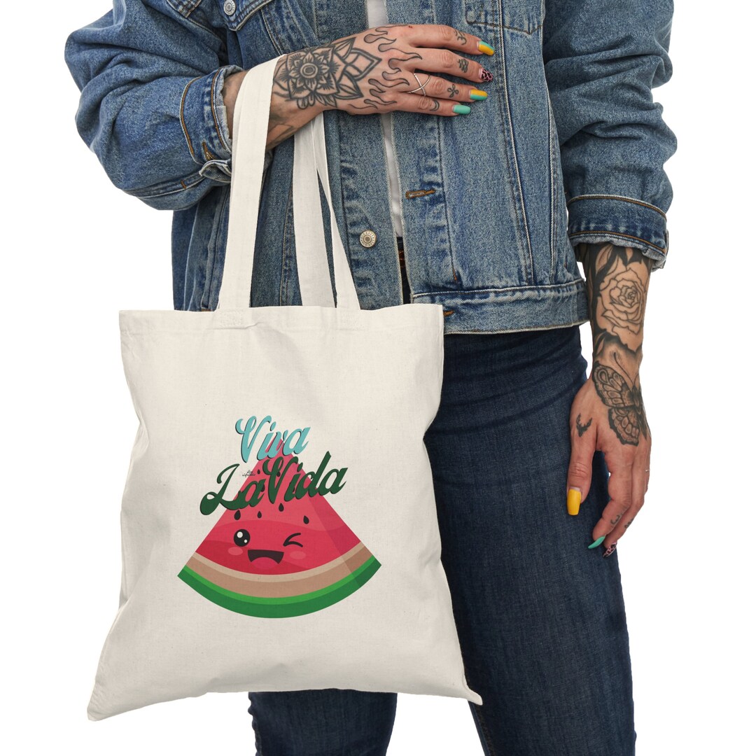 Viva La Vida Winking Watermelon Natural Tote Bag Twinkling - Etsy
