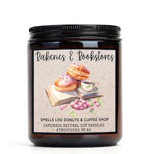Bakeries and Bookstores Soy Candle, Vegan Candle, Book Nerds, Book Lover Candle, Bakery Scented candle, christmas candle, winter candle