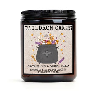 Cauldron Cake Soy Candle, Halloween Gifts, Spooky Decor, Creepy Candle, Fall Candle, Halloween Decor, gothic, pumpkin candle, cake candle