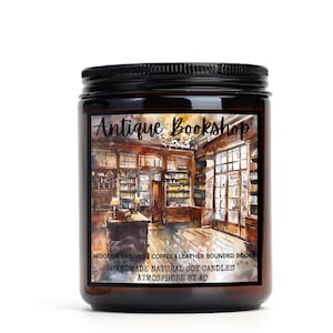 Antique Bookshop Scented Soy Candle, Oxford Library Inspired Candle, Book Lovers' Candle, wood + leather + old bookshop scented candle,