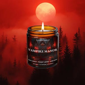 Vampire Manor Soy Candle, gothic decor, bookish candle, gifts for readers, spooky, vampire-core, haunted house, dark academia, Witchy candle