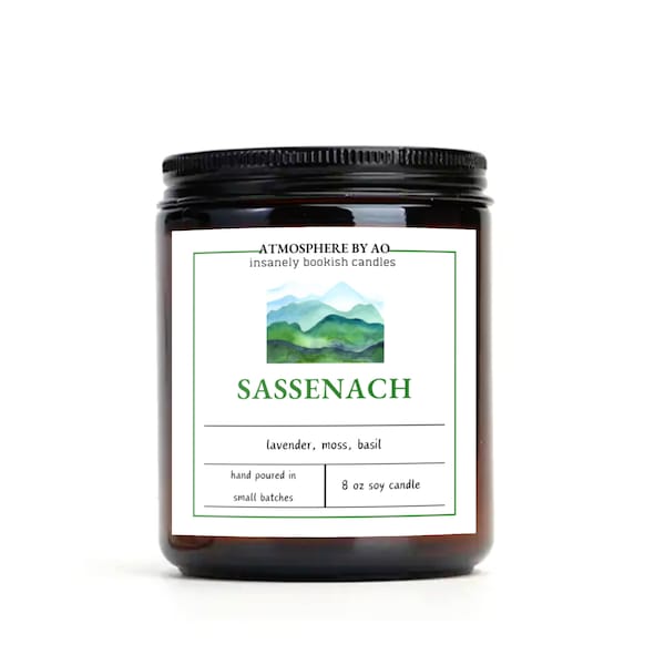 Sassenach︱Book Lover Candle︱Book Candle Scent︱Book Inspired Candle︱Literary Candle︱Soy Candle︱Basil Lavender Moss Scented Candle