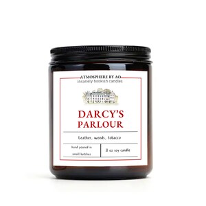 Darcy Candle, Vanilla Scented Candle, Musk Scented Candle, 100% Soy Wax Vegan Candle, , Book Lover Candle, 8 oz Scented Soy Candle