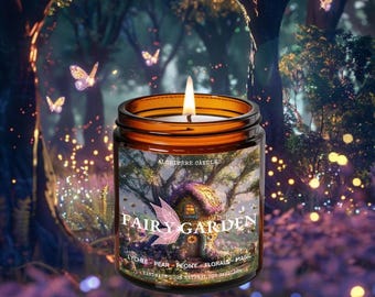 Fairy Garden Soy Candle, Faecore, cottagecore, whimsical gifts, nerdy gifts, Cottage Fairy, magical being, forest witch, fairy decor, magic