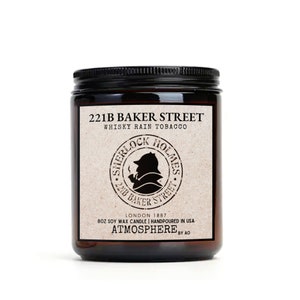 221B Baker Street Book Inspired 100% Soy Wax Vegan Candle, Book Nerds, Book Lover Candle, Amber Jar 8oz Candle, Scented Soy Candle