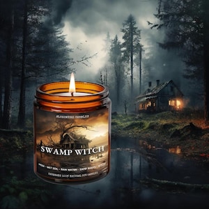Swamp Witch Soy Candle, spooky candle, haunted house interiors, gothic candles, after the rain, new orleans, witchy, haunted, spooky, horror