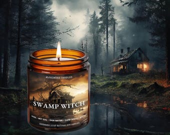 Swamp Witch Soy Candle, spooky candle, haunted house interiors, gothic candles, after the rain, new orleans, witchy, haunted, spooky, horror