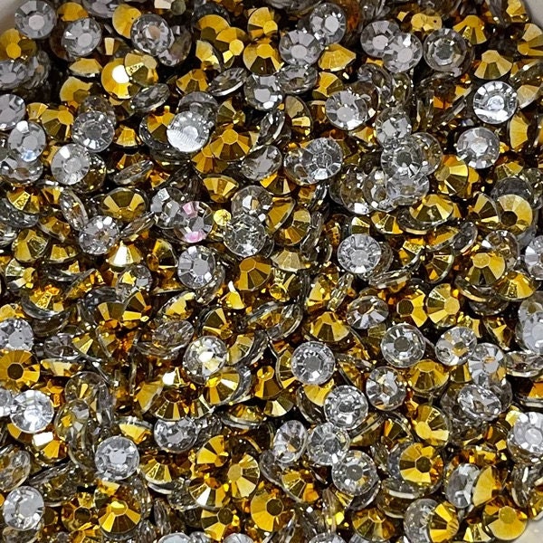 Gold Jelly Rhinestone - non-hotfix - flat back - 2mm, 3mm, 4mm, 5mm- embellishments, DIY, crafts