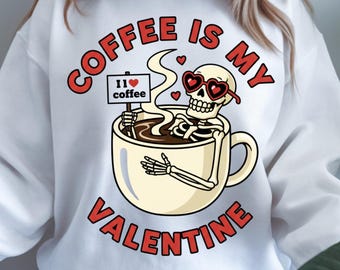 Esqueleto divertido de café para San Valentín PNG – Descarga digital