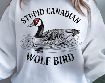 Pájaro lobo canadiense estúpido PNG, diseño divertido de meme de ganso (archivo digital)