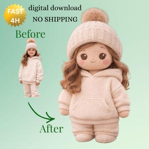 Personalized Doll from Photo – Custom Plushie Style Chibi Doll – Digital Download Gift