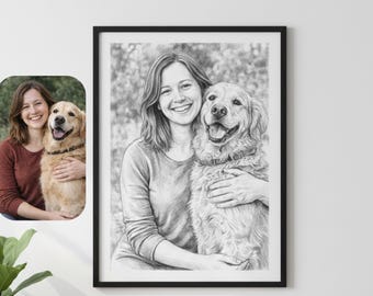 Retrato de mascota personalizado a partir de una foto: boceto digital a lápiz. Entrega el mismo día.