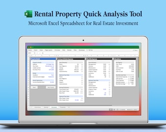 Rental Property Quick Analysis Tool: Excel Spreadsheet Calculator Template w/ Real Estate Investment ROI, Cap Rate, Cash on Cash, Cash Flow