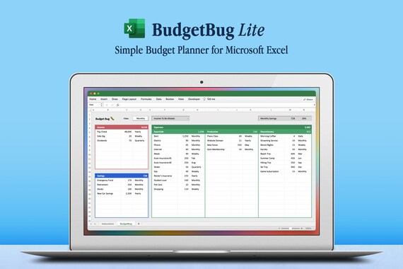 BudgetBug Lite: Excel Budget Planner, Personal Finance Tracker