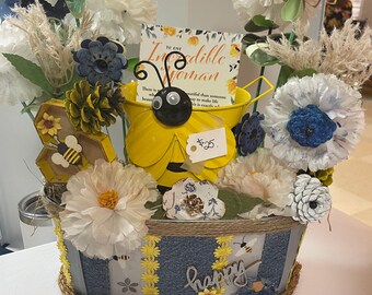 Handcrafted paper and silk flower arrangement