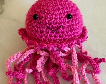 Adorable crochet amigurumi jellyfish in your choice of colors