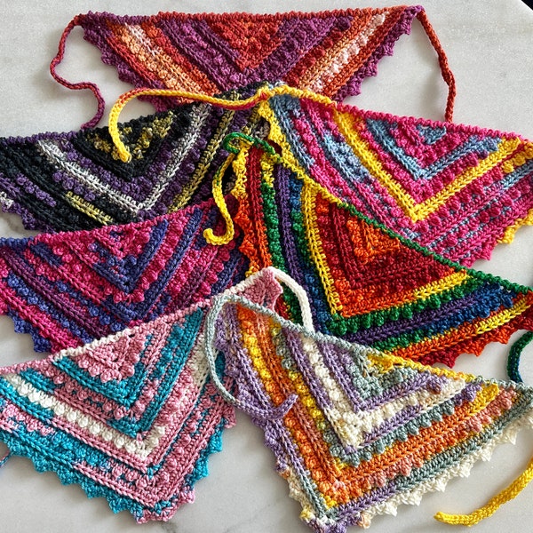 Crochet LGBTQ+ / ally bandana, all pride flag colors! Head scarf, headband, kerchief