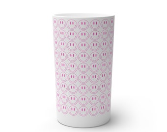 Retro smiley ceramic cup pink