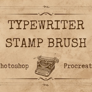 Alte Schreibmaschinen-Stempelbürste, Procreate-Produkt, Retro Vintage-Schrift, Photoshop Brushset, Cricut Alphabet-Ressourcen, beunruhigter Digital-Asset