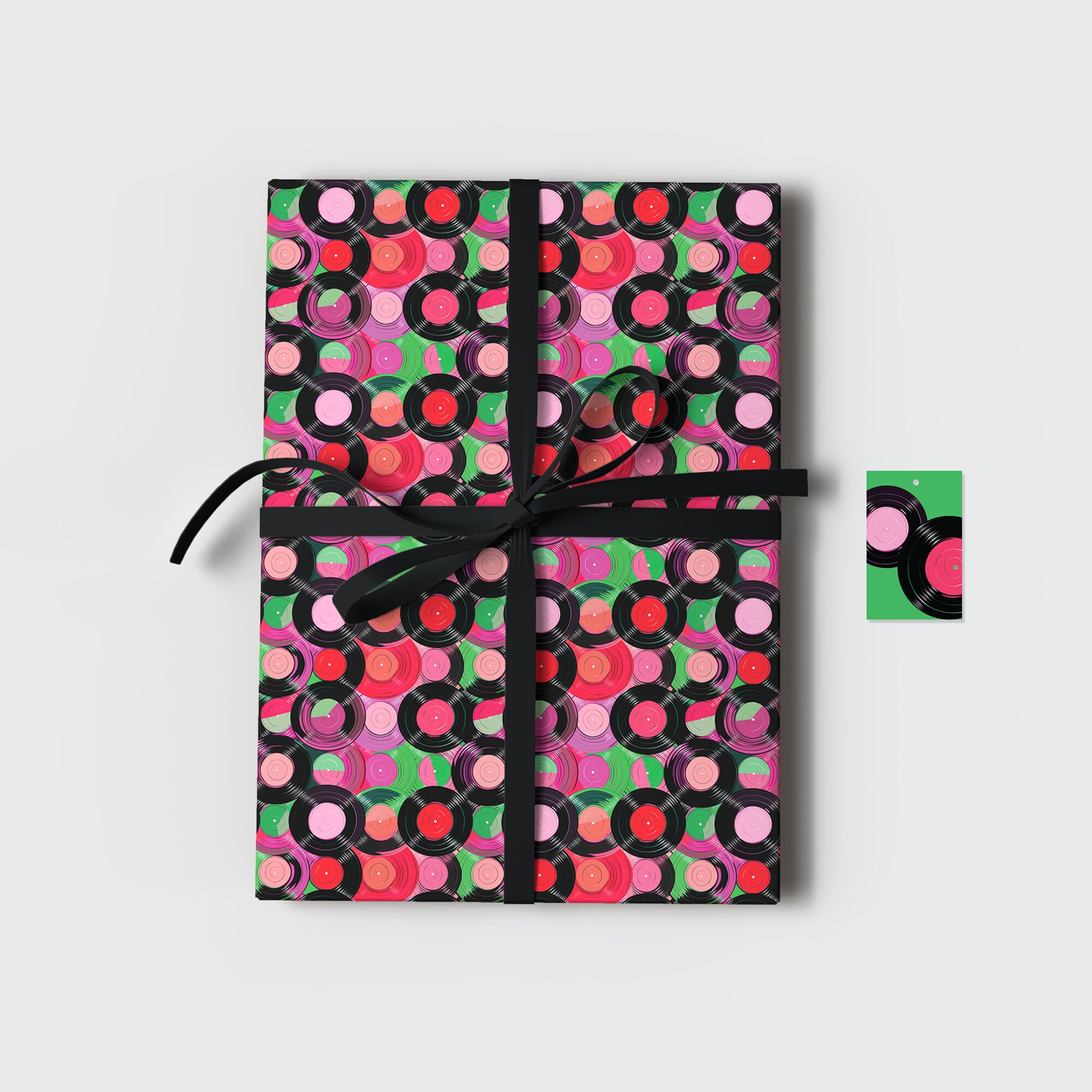 Retro Record Wrapping Paper Sheets & Matching Gift Tags • 27