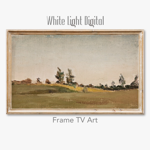 Moody Landscape Painting for Samsung Frame TV, French Country Decor Oil Painting , Muted Landscape Wall Art, Neutral Country Landscape 10079